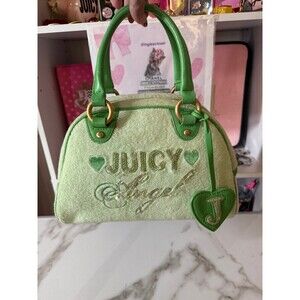 Y2K Vintage Rare Juicy Couture “Juicy Angel” Velor Light Green Bowler Bag SOLD